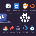 Найкращі плагіни WordPress у 2025 році – ілюстрація з іконками розширень