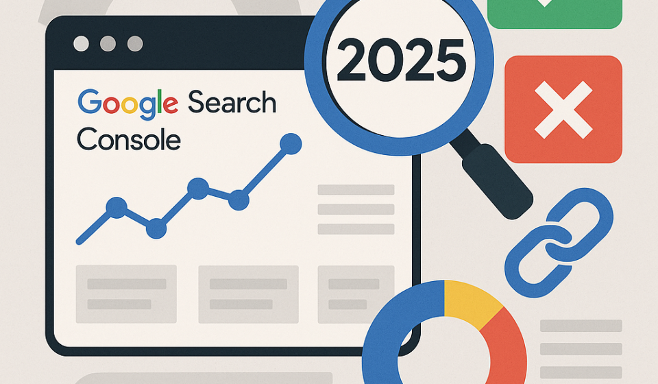 Як ефективно працювати з Google Search Console у 2025 році Інтерфейс Google Search Console у 2025 році з графіком, посиланнями та аналізом