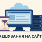 Кешування сайту з монітором, пісковим годинником, сервером і хмарою